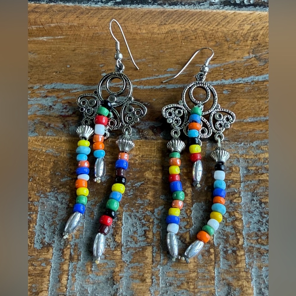Colorful Beaded Dangle Earrings